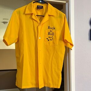 Yellow 'Rock n Roll' Short Sleeve Button-Down Shirt